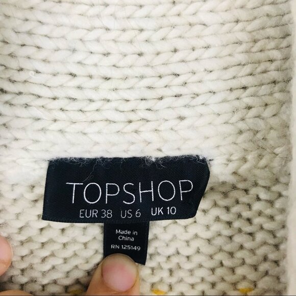 Topshop Wool Blend Knitted Oversized Button Up Sweater Cardigan  Women size 6 - Picture 7 of 16